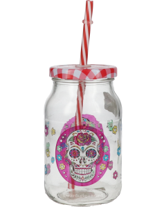 Skull Mason Jar Cerve Drinkglas Met Rietje
