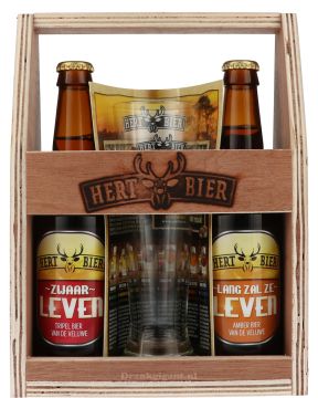 Hert Bier Cadeaupakket in Houten Frame