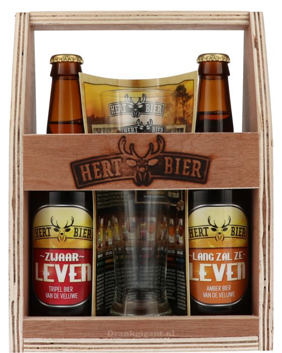 Hert Bier Cadeaupakket in Houten Frame