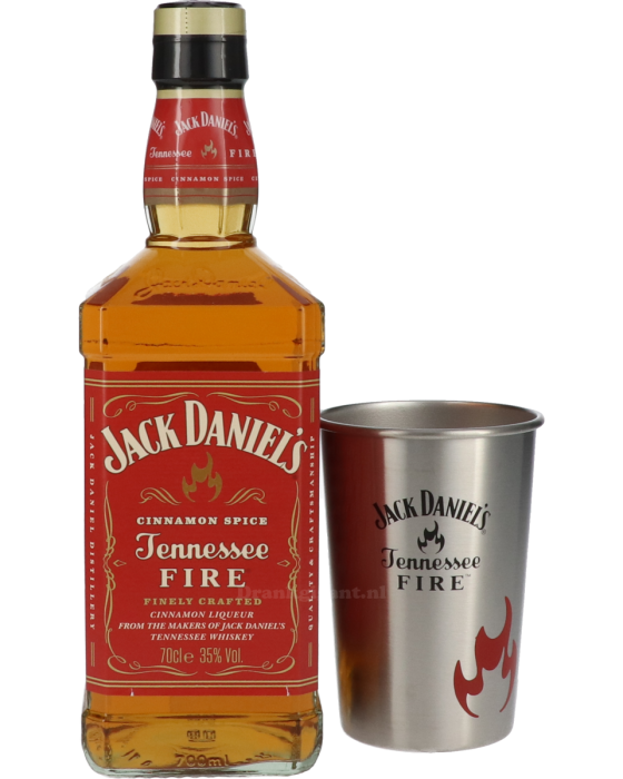 Jack Daniels Tennessee Fire Met Tinnen Cup